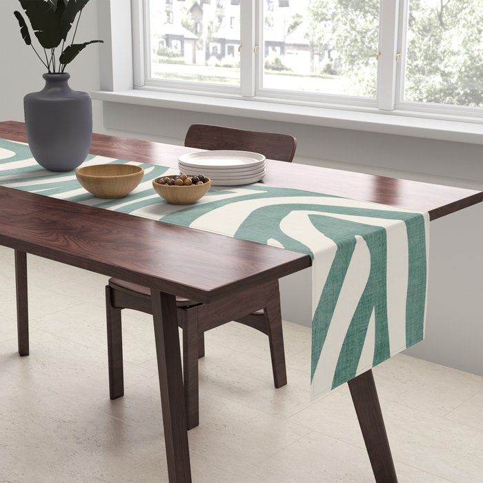 Green Abstract Modern Pattern Artwork Table Runner Gallery Image 2