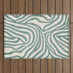 Green Abstract Modern Pattern Artwork Outdoor Rug Gallery Image 1