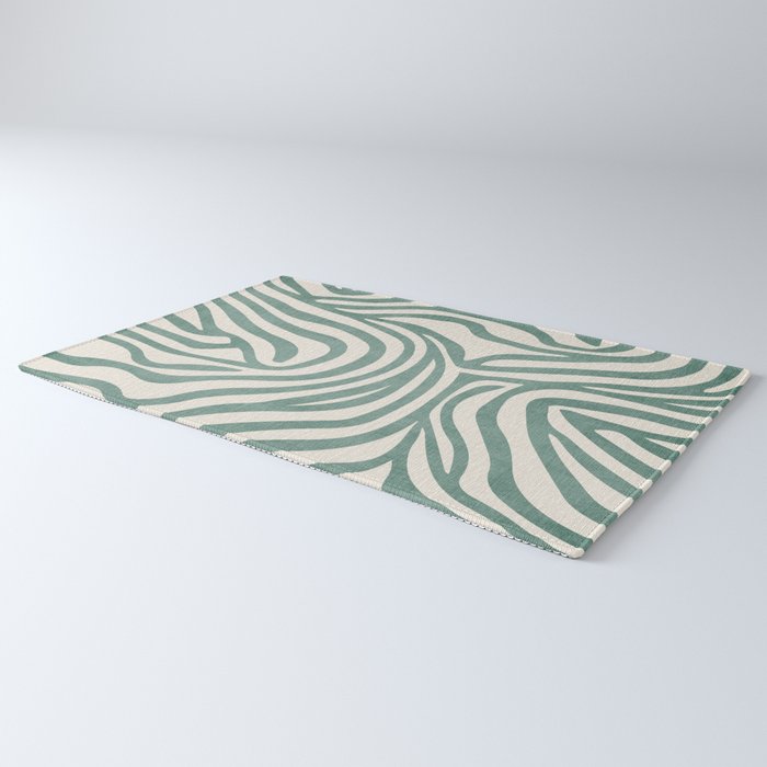 Green Abstract Modern Pattern Artwork Rug Gallery Image 3