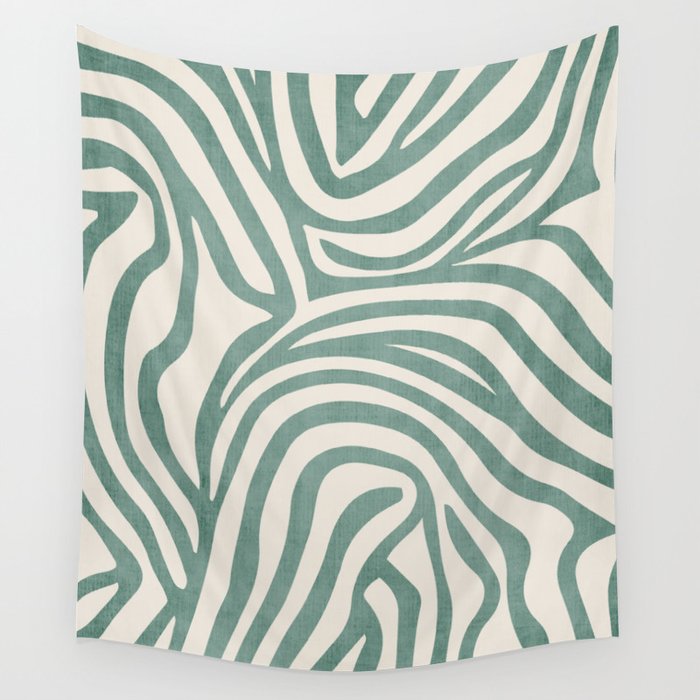 Green Abstract Modern Pattern Artwork Wall Tapestry Gallery Image 1
