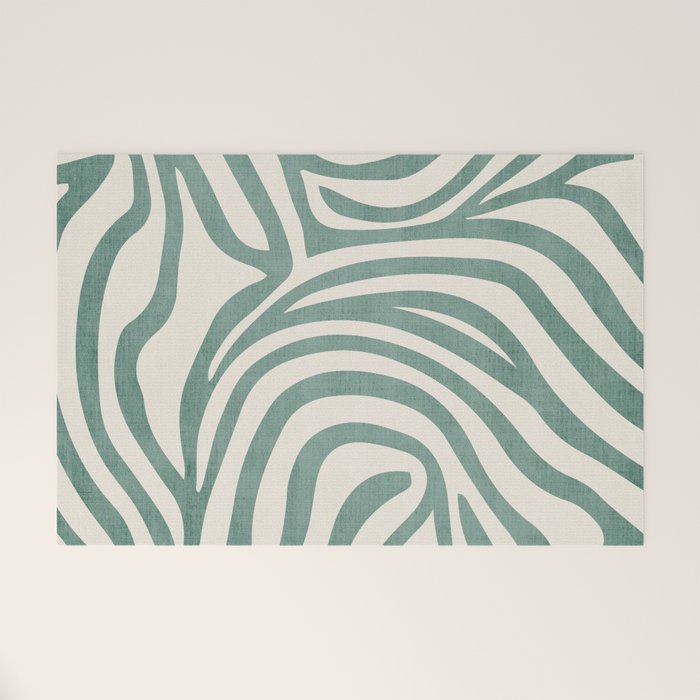 Green Abstract Modern Pattern Artwork Welcome Mat Gallery Image 1