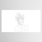 Minimal Line Art Woman with Magnolia Tablecloth Gallery Image 2
