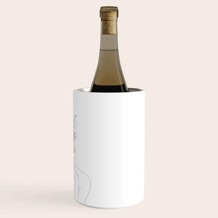 Minimal Line Art Woman with Magnolia Wine Chiller Gallery Image 3