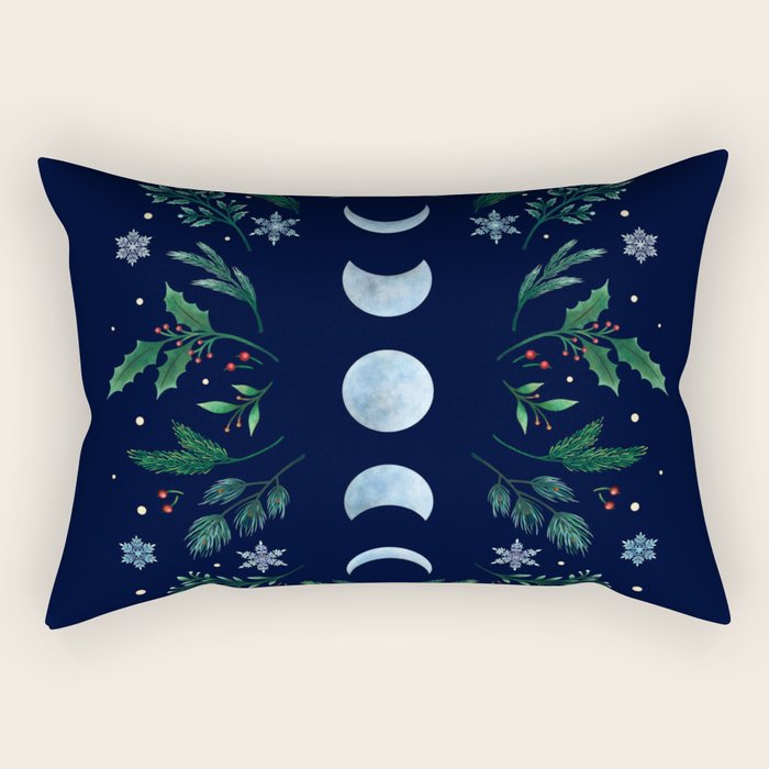 Moonlight Garden - Festive Green Rectangular Pillow Gallery Image 2