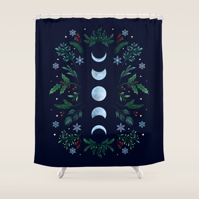 Moonlight Garden - Festive Green Shower Curtain Gallery Image 1