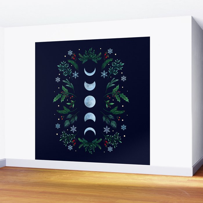 Moonlight Garden - Festive Green Wall Mural Gallery Image 2