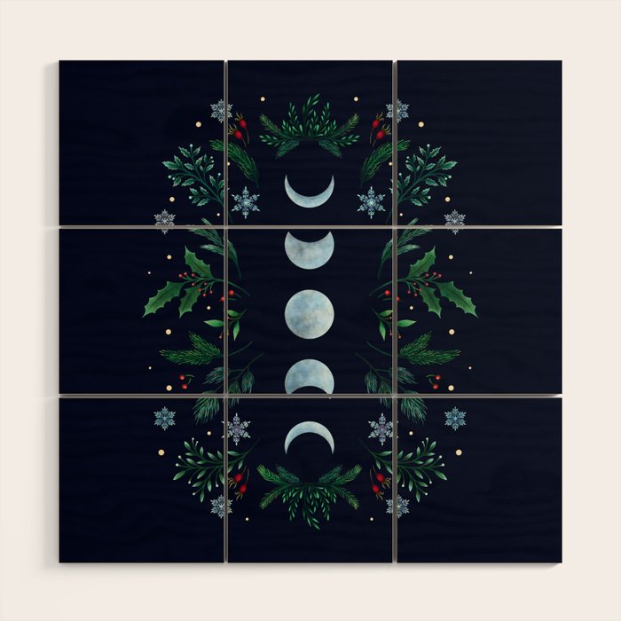 Moonlight Garden - Festive Green Wood Wall Art Gallery Image 1