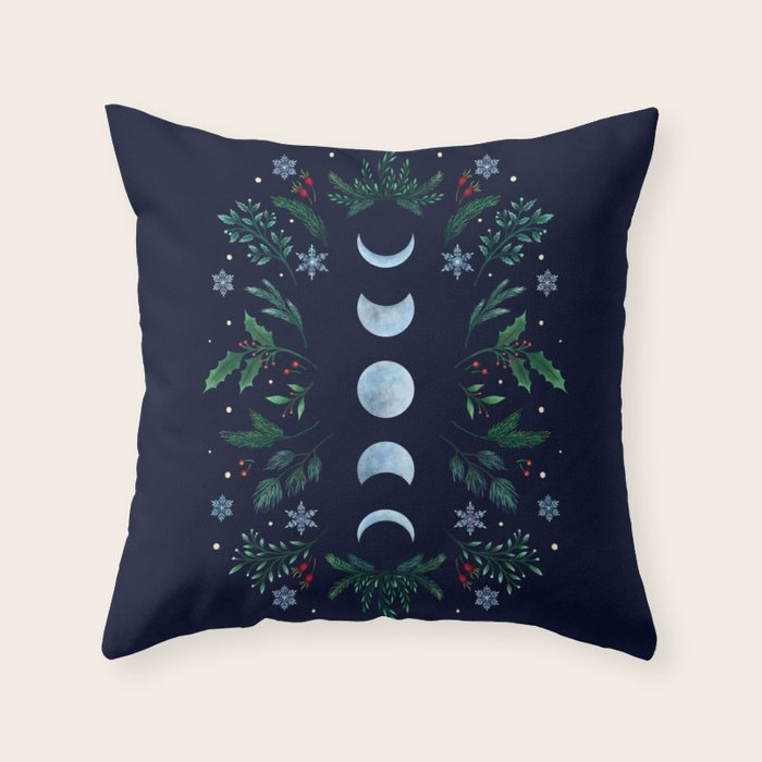 Moonlight Garden - Festive Green Throw Pillow Gallery Image 6