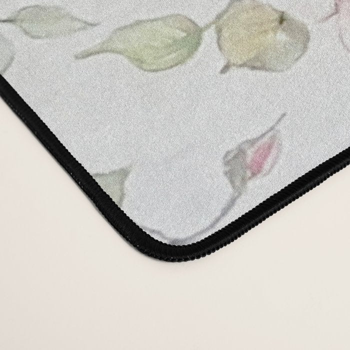 Elegant blush pink white vintage rose floral Desk Mat Gallery Image 4