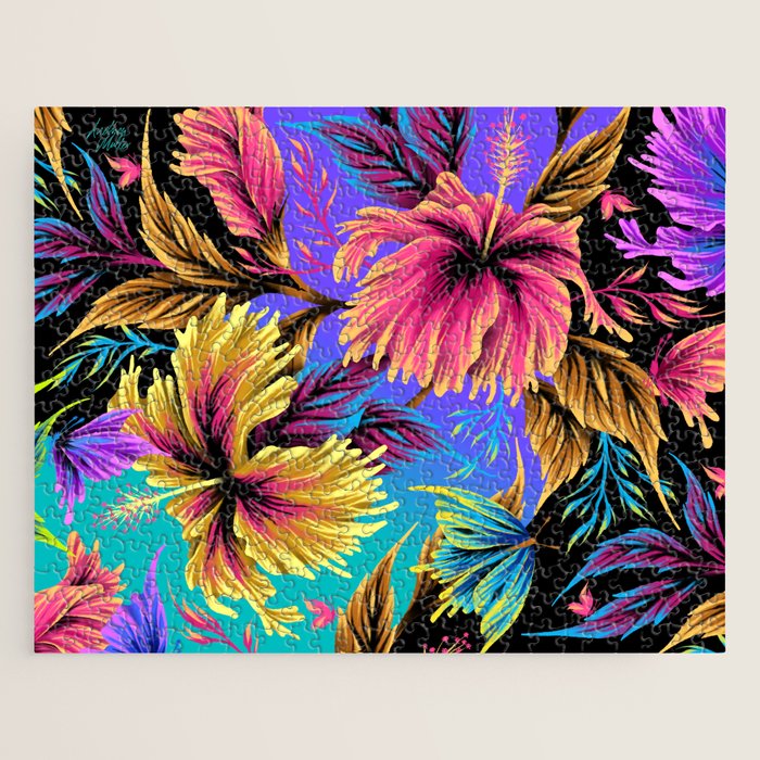 Hibiscus Butterflies - Multicolor Jigsaw Puzzle Gallery Image 1