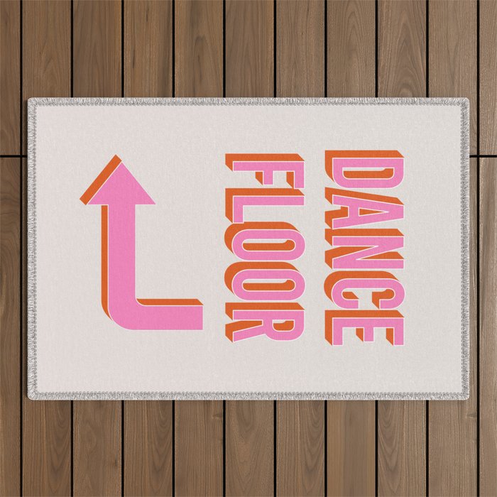 Dance Floor Left Arrow (Pink Orange) Outdoor Rug Gallery Image 1