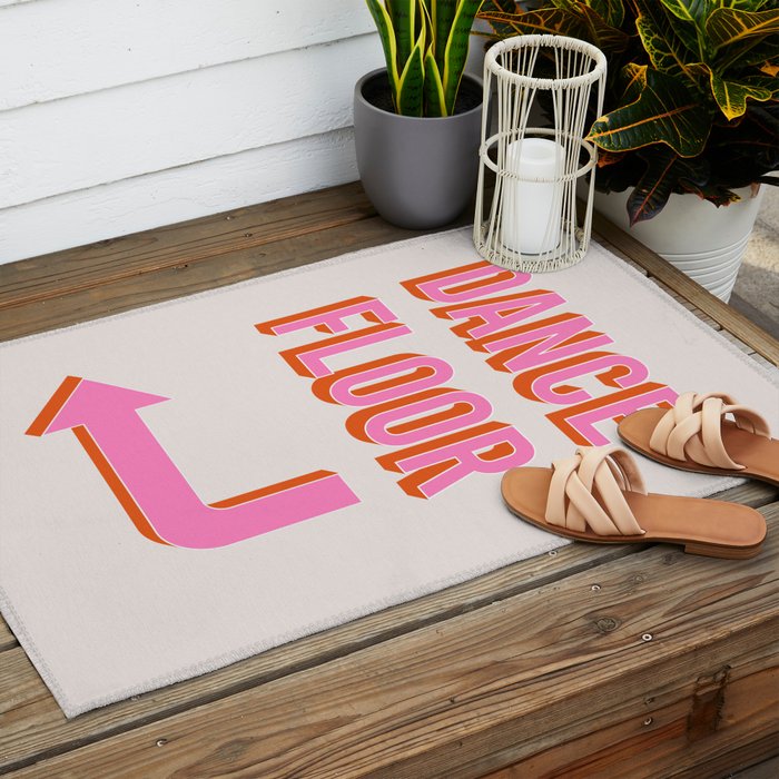 Dance Floor Left Arrow (Pink Orange) Outdoor Rug Gallery Image 2