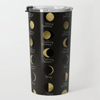The Lunar Cycle â¢ Phases of the Moon - Black & Gold Palette Travel Mug Gallery Image 3