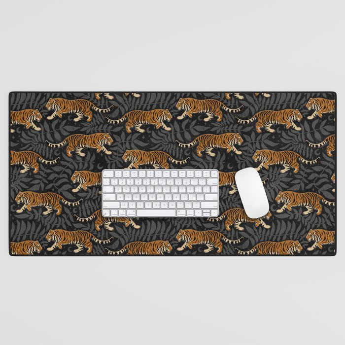 Tigers - black and charcoal  Desk Mat Gallery Image 1