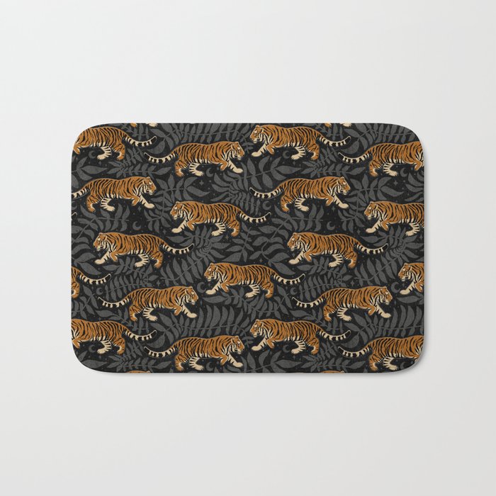 Tigers - black and charcoal  Bath Mat Gallery Image 1