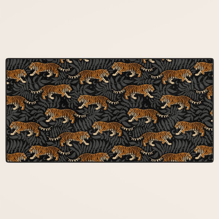 Tigers - black and charcoal  Desk Mat Gallery Image 3