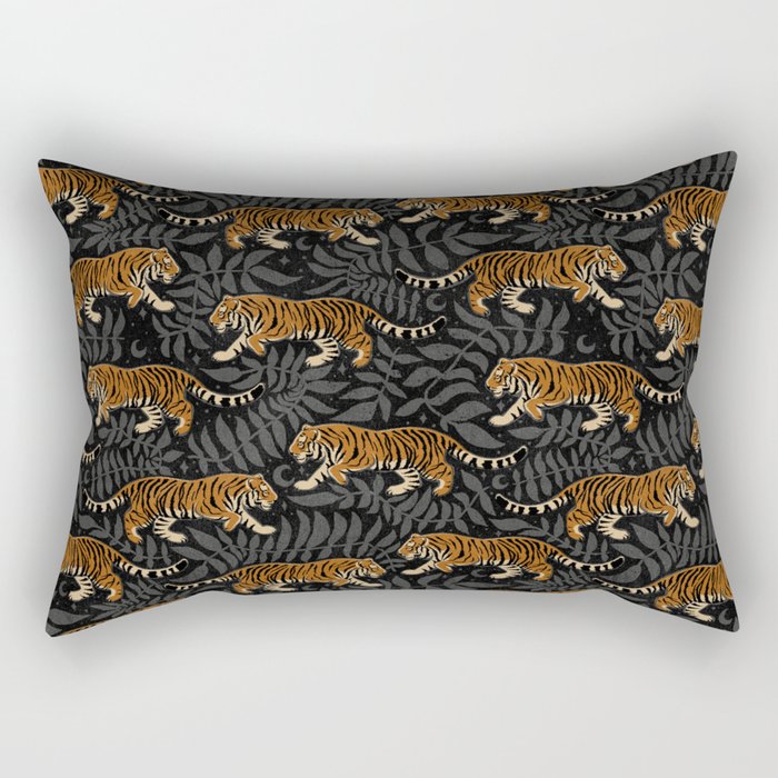 Tigers - black and charcoal  Rectangular Pillow Gallery Image 1
