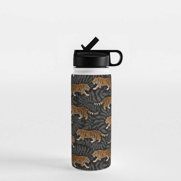 Tigers - black and charcoal  Water Bottle Gallery Image 1