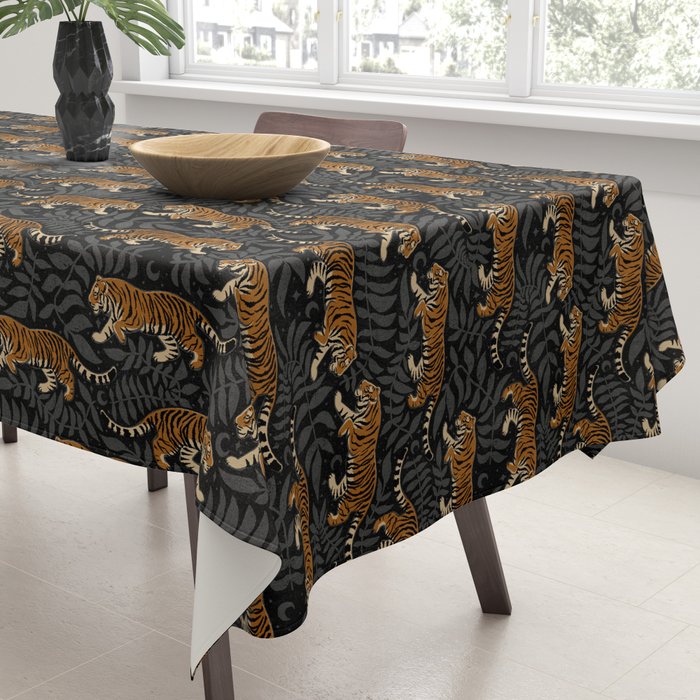 Tigers - black and charcoal  Tablecloth Gallery Image 3