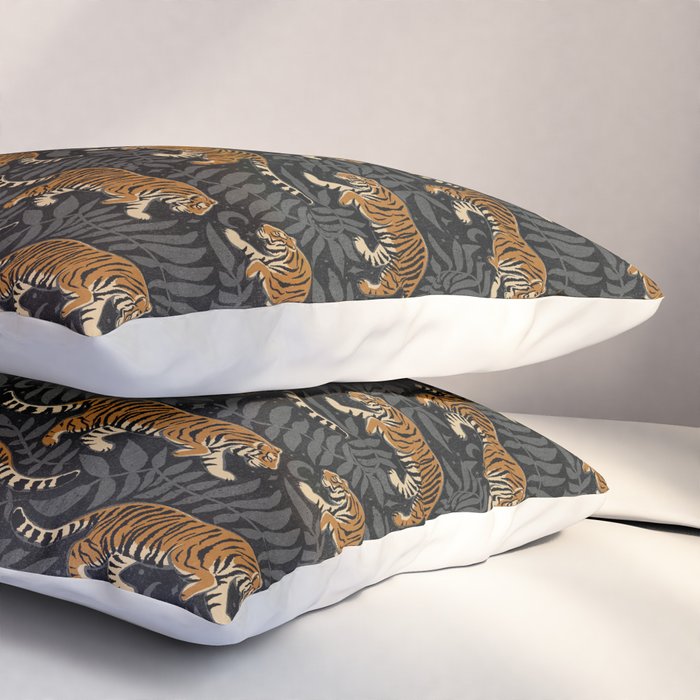 Tigers - black and charcoal  Pillow Sham Gallery Image 3