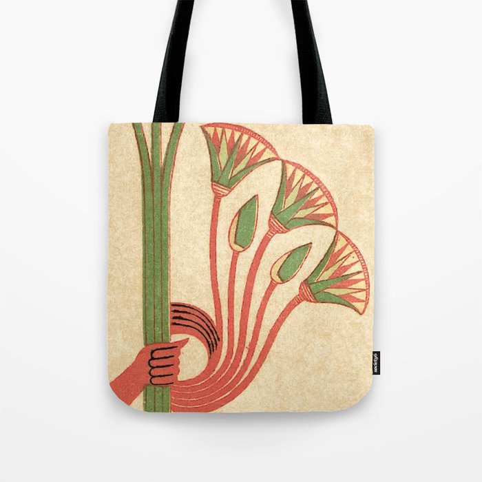 Egyptian Papyrus Plants And Lotus Flowers Tote Bag Gallery Image 1