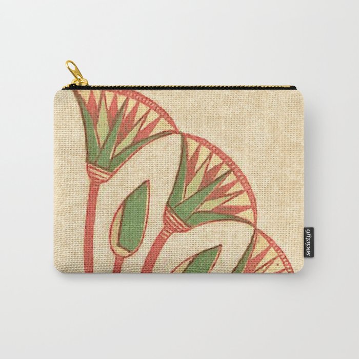 Egyptian Papyrus Plants and Lotus Flowers Carry All Pouch Gallery Image 1