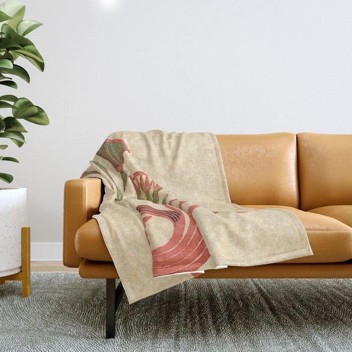 Egyptian Papyrus Plants and Lotus Flowers Throw Blanket Gallery Image 1
