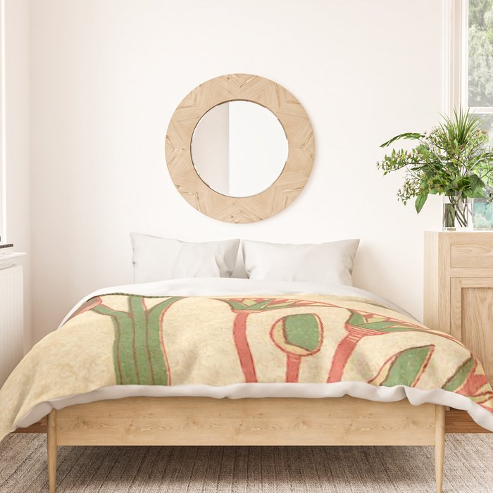 Egyptian Papyrus Plants and Lotus Flowers Duvet Cover Gallery Image 3