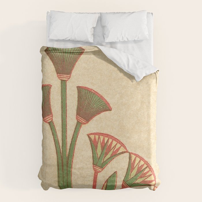 Egyptian Papyrus Plants and Lotus Flowers Duvet Cover Gallery Image 6
