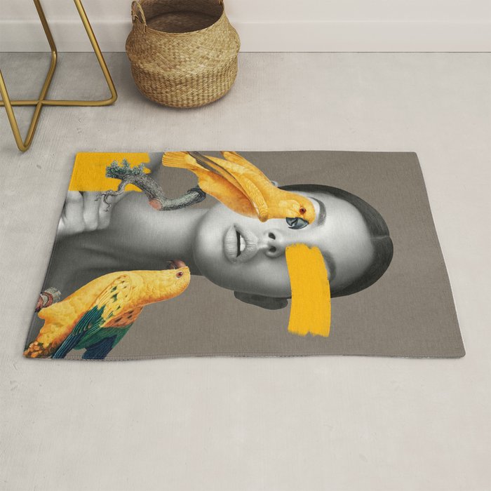 Girl with Parrots Rug Gallery Image 1