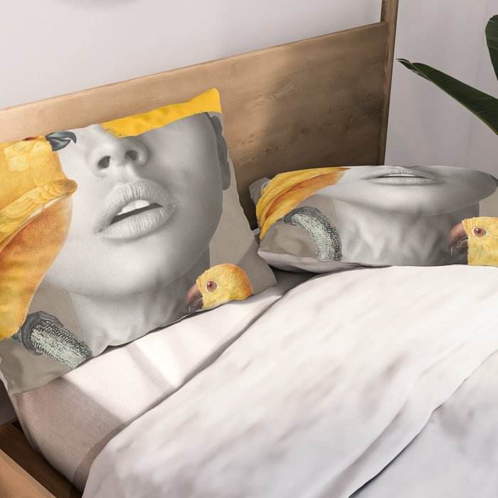 Girl with Parrots Pillow Sham Gallery Image 2
