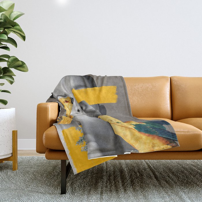 Girl with Parrots Throw Blanket Gallery Image 1