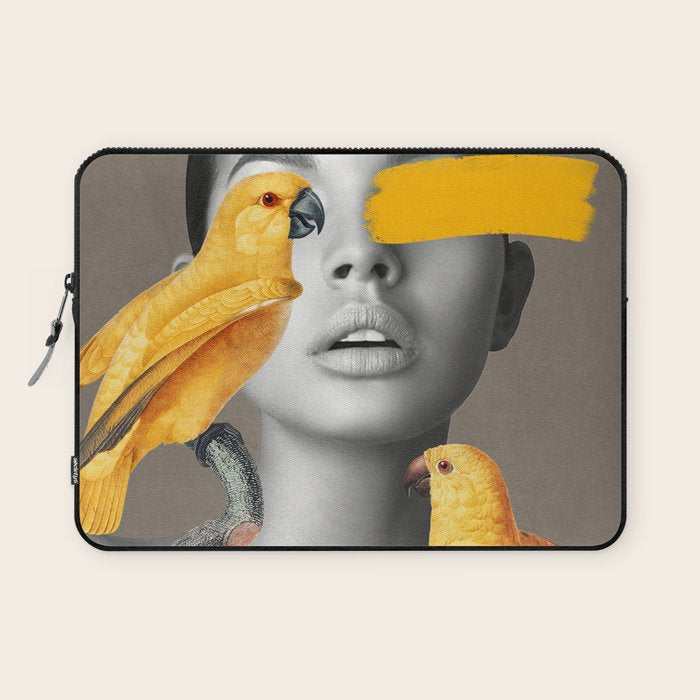 Girl with Parrots Laptop Sleeve Gallery Image 1