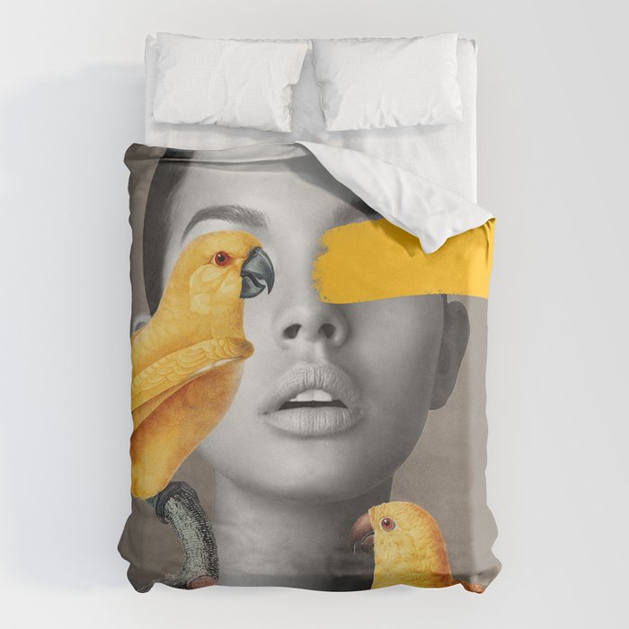 Girl with Parrots Duvet Cover Gallery Image 1