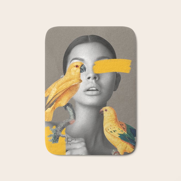 Girl with Parrots Bath Mat Gallery Image 1