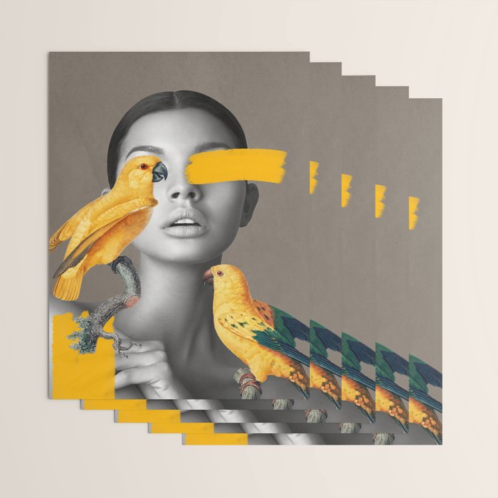 Girl with Parrots Wrapping Paper Gallery Image 3