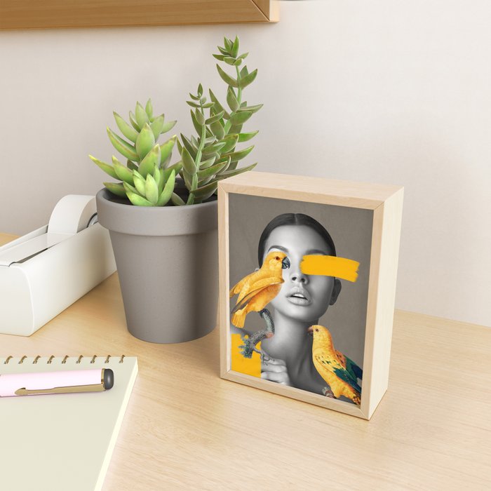 Girl with Parrots Mini Art Print Gallery Image 2