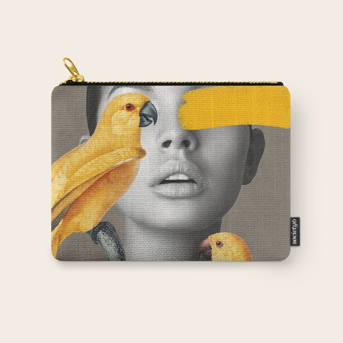 Girl with Parrots Carry All Pouch Gallery Image 1