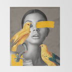 Girl with Parrots Throw Blanket Gallery Image 2