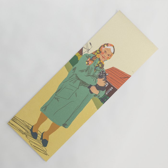 Woman with a cat Yoga Mat Gallery Image 1