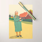 Woman with a cat Wrapping Paper Gallery Image 1