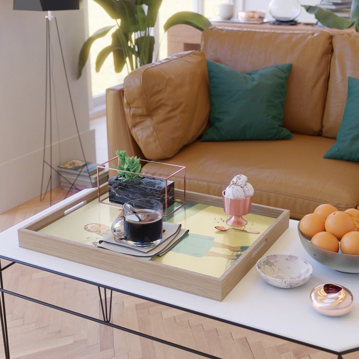 Woman with a cat Serving Tray Gallery Image 2