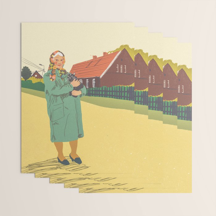 Woman with a cat Wrapping Paper Gallery Image 3