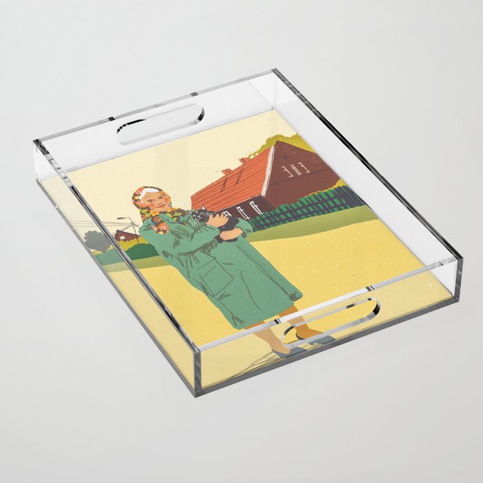 Woman with a cat Acrylic Tray Gallery Image 1