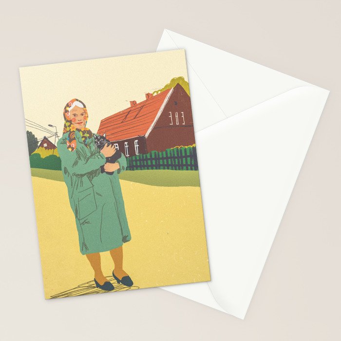 Woman with a cat Stationery Card Gallery Image 2