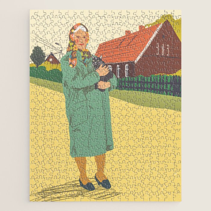 Woman with a cat Jigsaw Puzzle Gallery Image 1