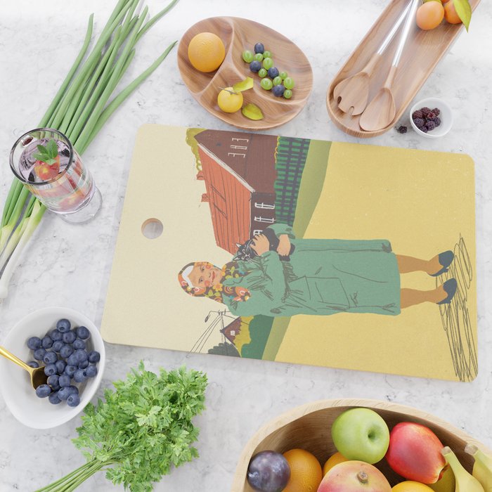 Woman with a cat Cutting Board Gallery Image 2