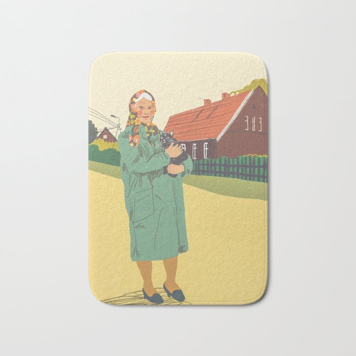 Woman with a cat Bath Mat Gallery Image 1
