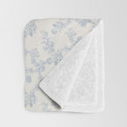 Vintage Toile Floral - Blue and White Throw Blanket Gallery Image 3