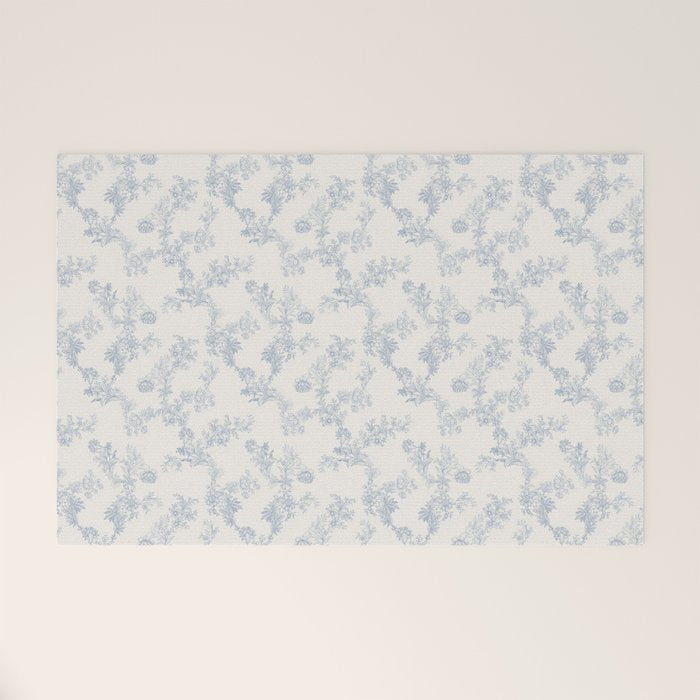 Vintage Toile Floral - Blue and White Welcome Mat Gallery Image 1